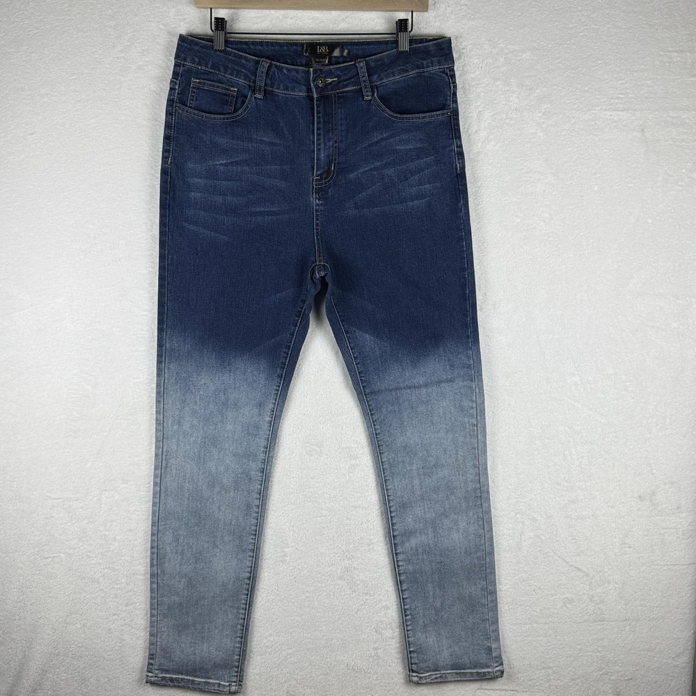 Lucky & Blessed Skinny Jeans‎ Womens 10 Blue Denim Ombre Dip Dye Stretch WHD023